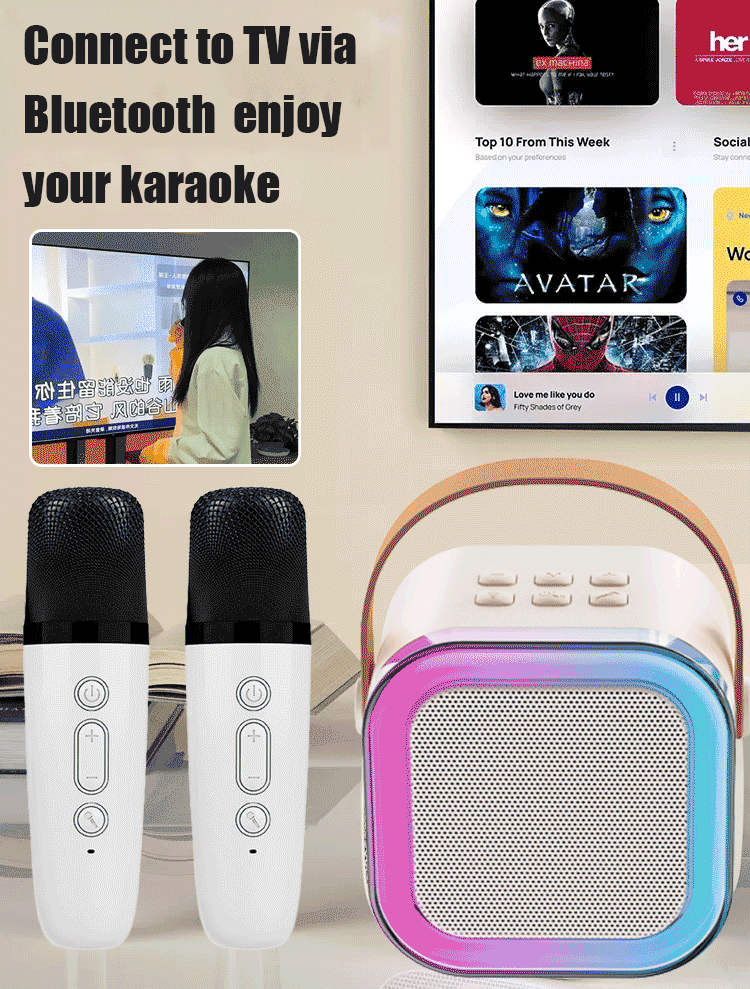 FM-Portable KTV lighting Bluetooth speaker [with microphone]