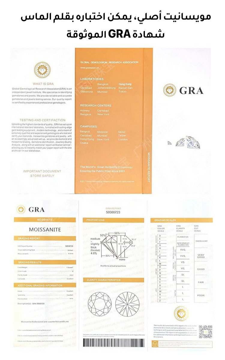 خاتم ألماس مويسانيتي فاخر 5 قيراط