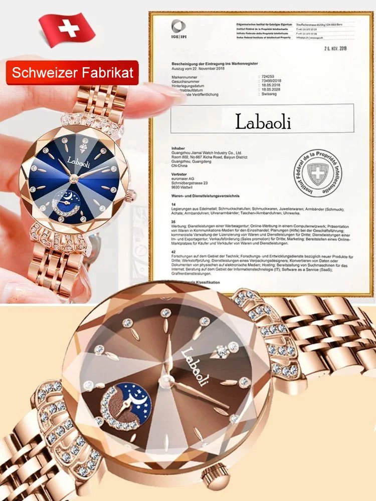 Diamantbesetzte Damenuhr Star and Moon