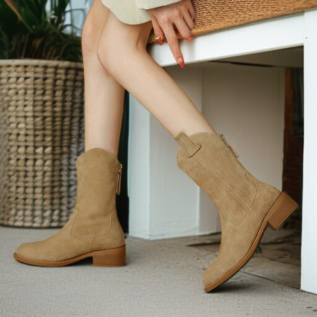 女性用チャンキーヒールマーチンブーツ全体画像