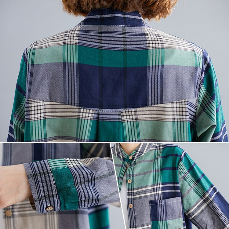 ヴィンテージ・ルーズ・コットン・リネン・チェック・シャツ