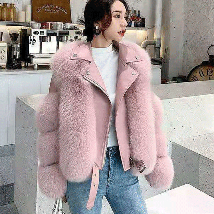 フェイクフォックスファーライダースジャケット