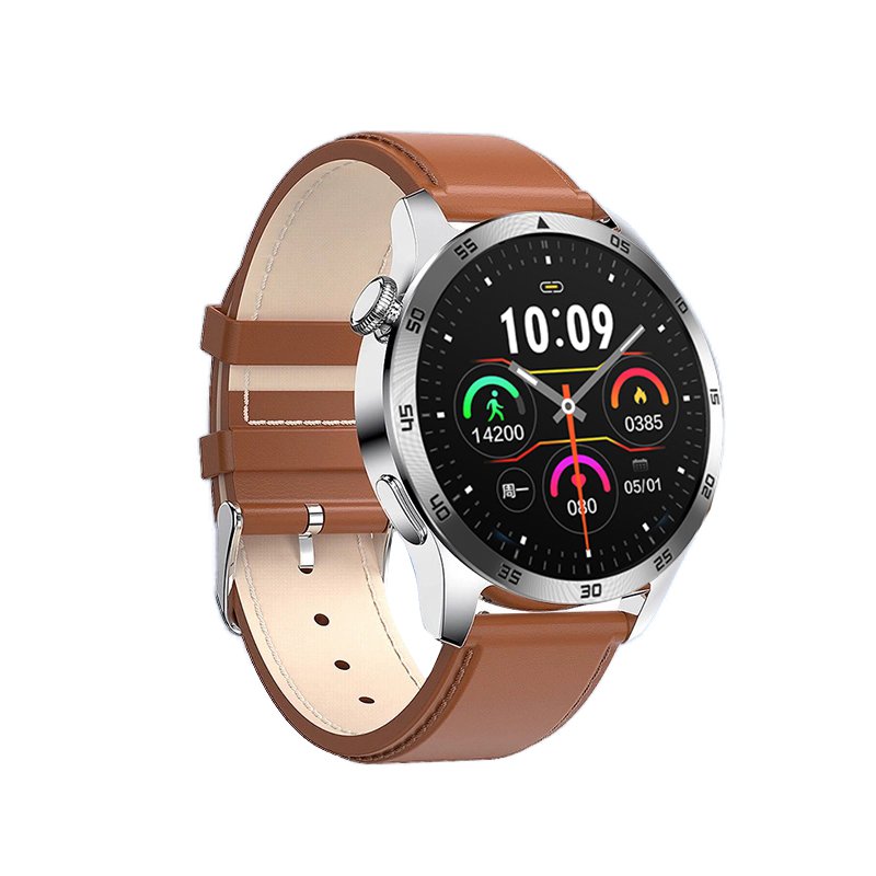 Silbernes Gehäuse + braunes Leder