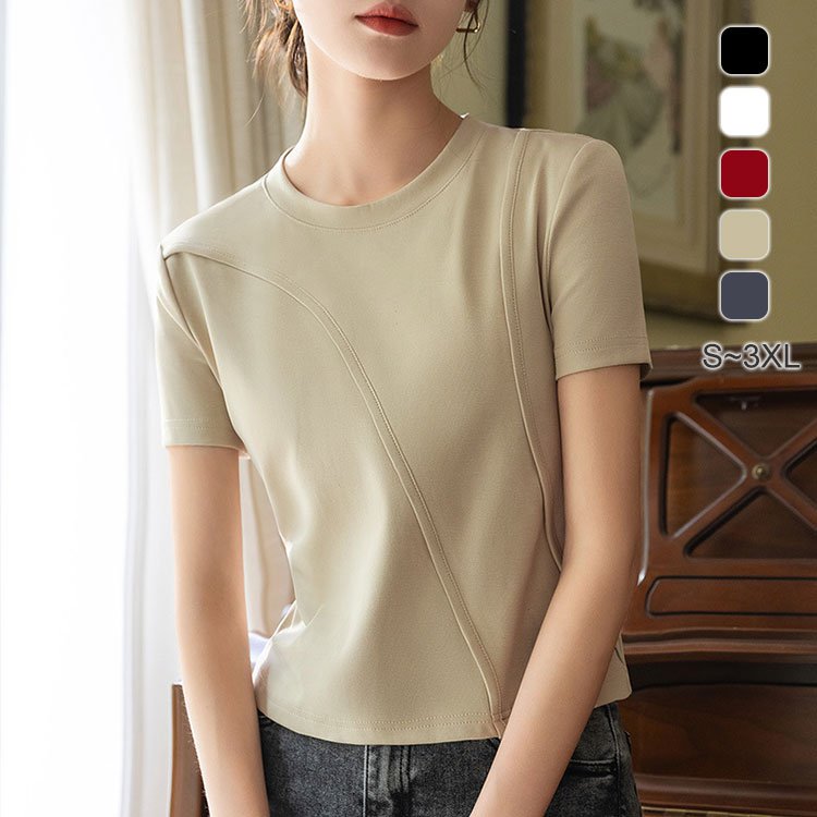 라운드넥 반소매 셔츠