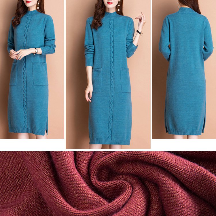 ミドルロング丈ニットワンピース