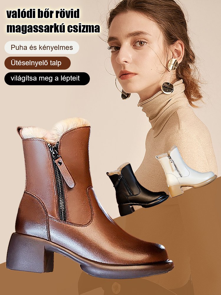 Téli nyúlszőrme meleg oldali cipzáras hócsizma