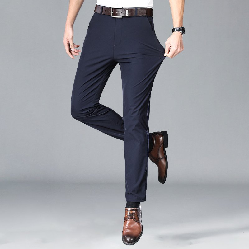 超薄手ハイストレッチジップ付きアイスシルクスラックス