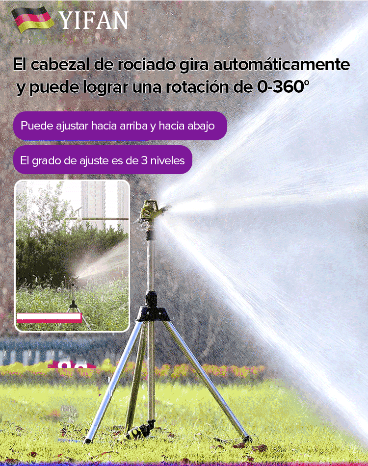 Aspersor de jardín ajustable en altura