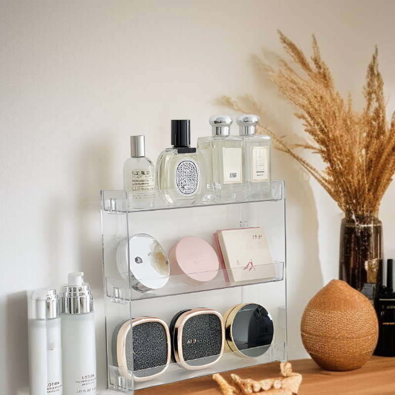 アクリル壁掛け多層収納ラック全体画像