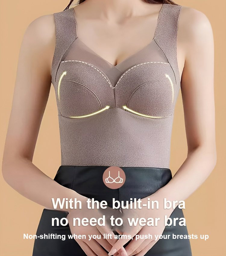 Thermal vest undershirt with built-in bra
