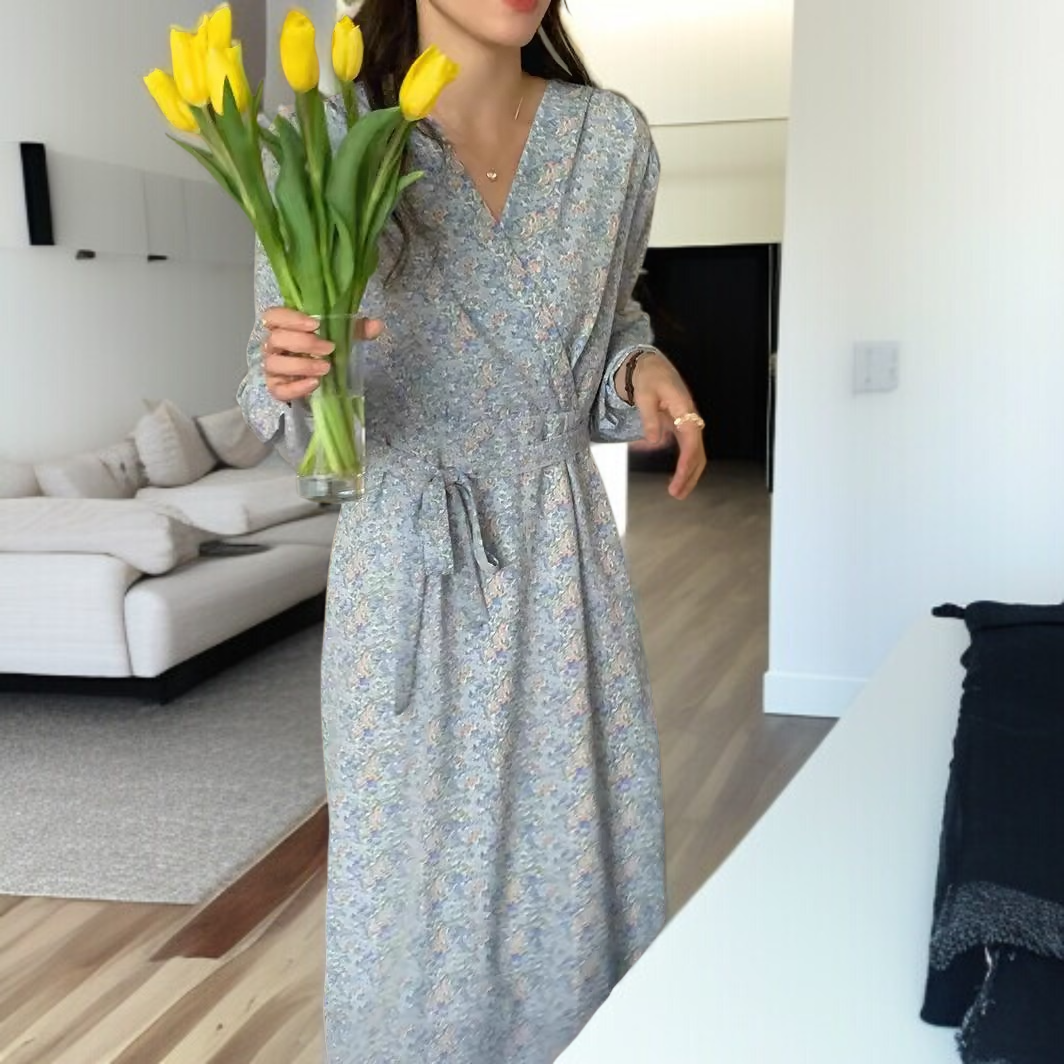 브이넥 허리 스트링 원피스 디테일