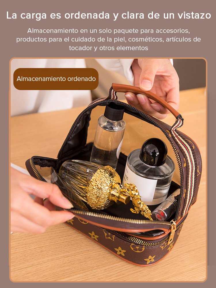 Bolsa de cosméticos húmeda y seca con almacenamiento de doble capa y gran capacidad