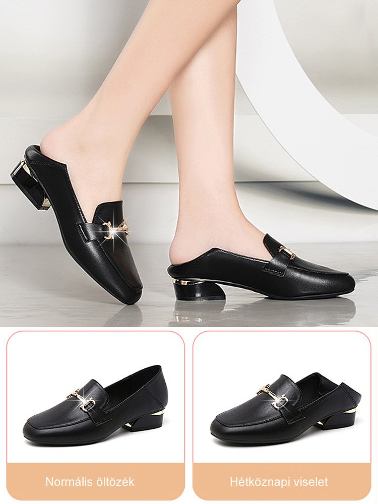 Puha bőr négyszögletes lábujjcipők