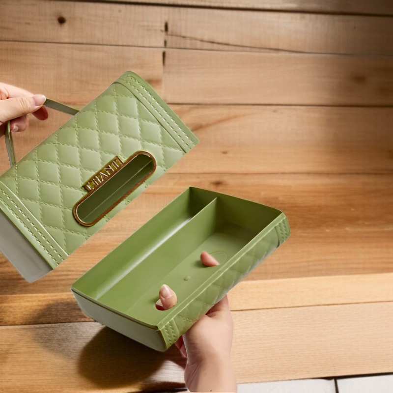 거실 장식에 어울리는 티슈케이스 사용 예시