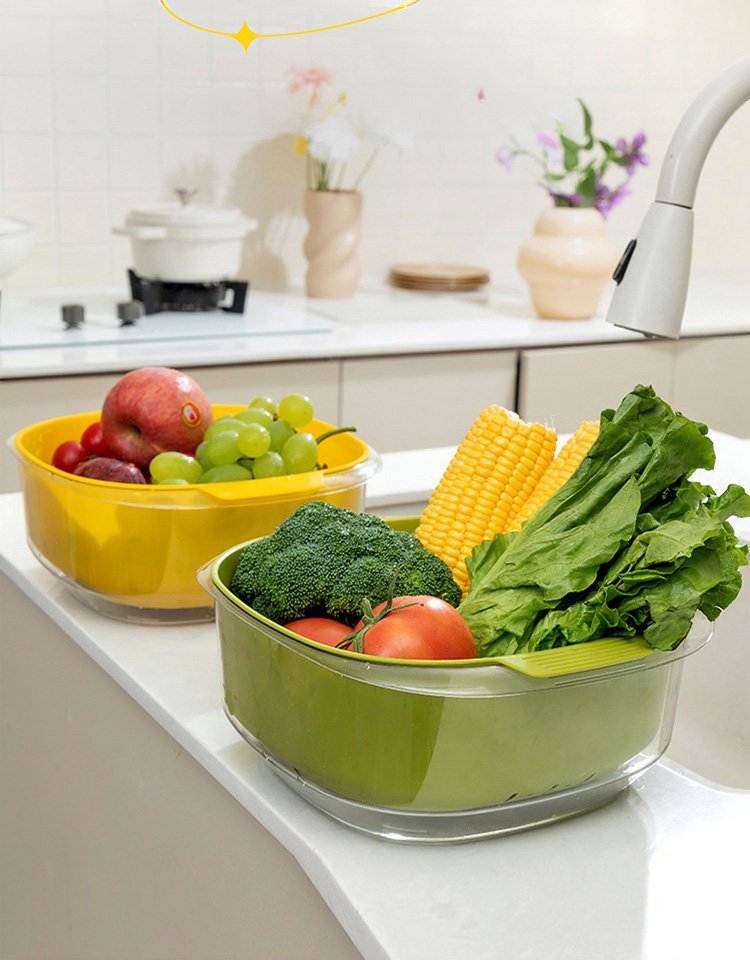 【1000回落下しても壊れない】多機能二重構造水切りカゴ