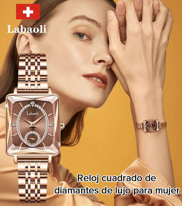 Reloj cuadrado de diamantes de lujo para mujer