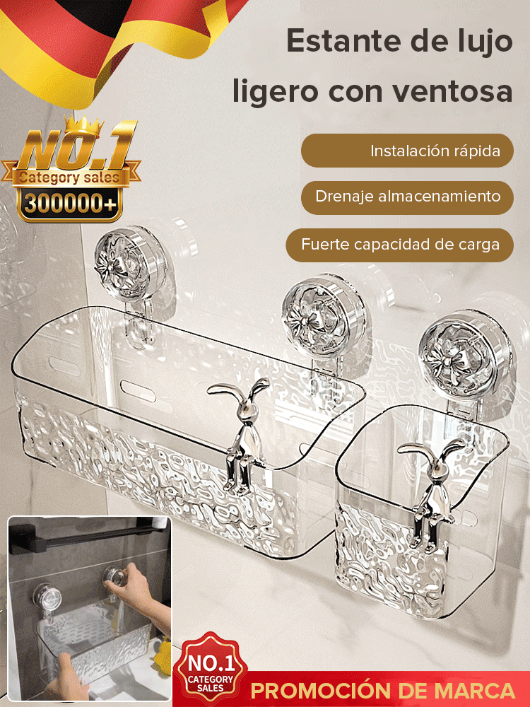 Estante de almacenamiento con ventosa y textura de glaciar