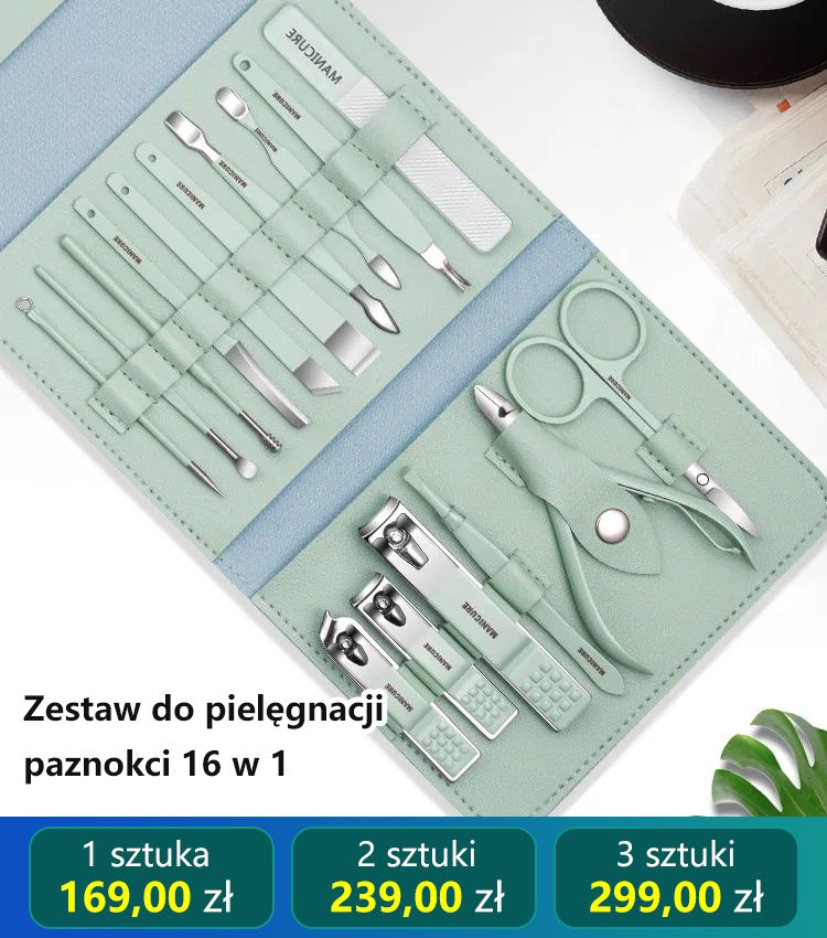 16-częściowy profesjonalny zestaw do pielęgnacji dłoni, twarzy i stóp
