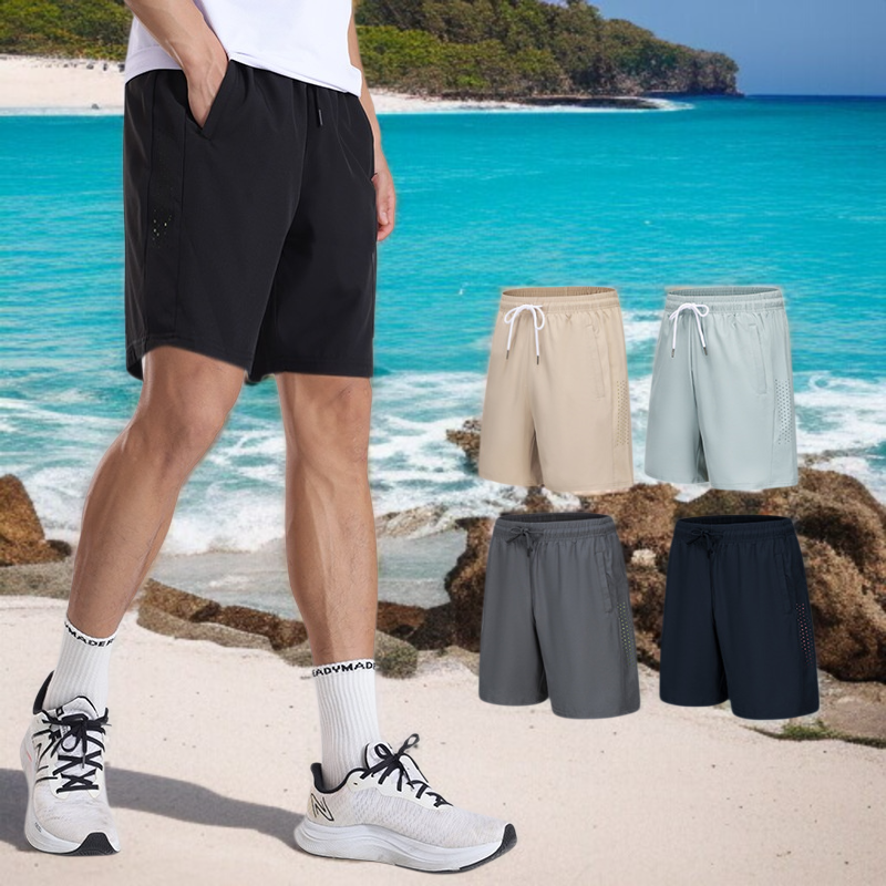 남자 여름 아이스 트레이닝 반바지 세트 착용 이미지