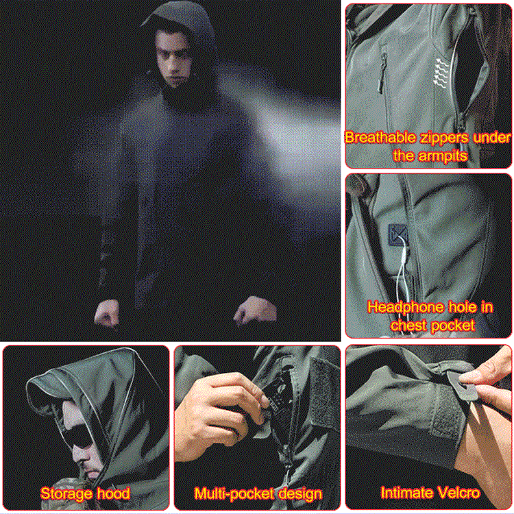 Men‘s Outdoor Waterproof Jacket Lightweight Softshell Raincoat