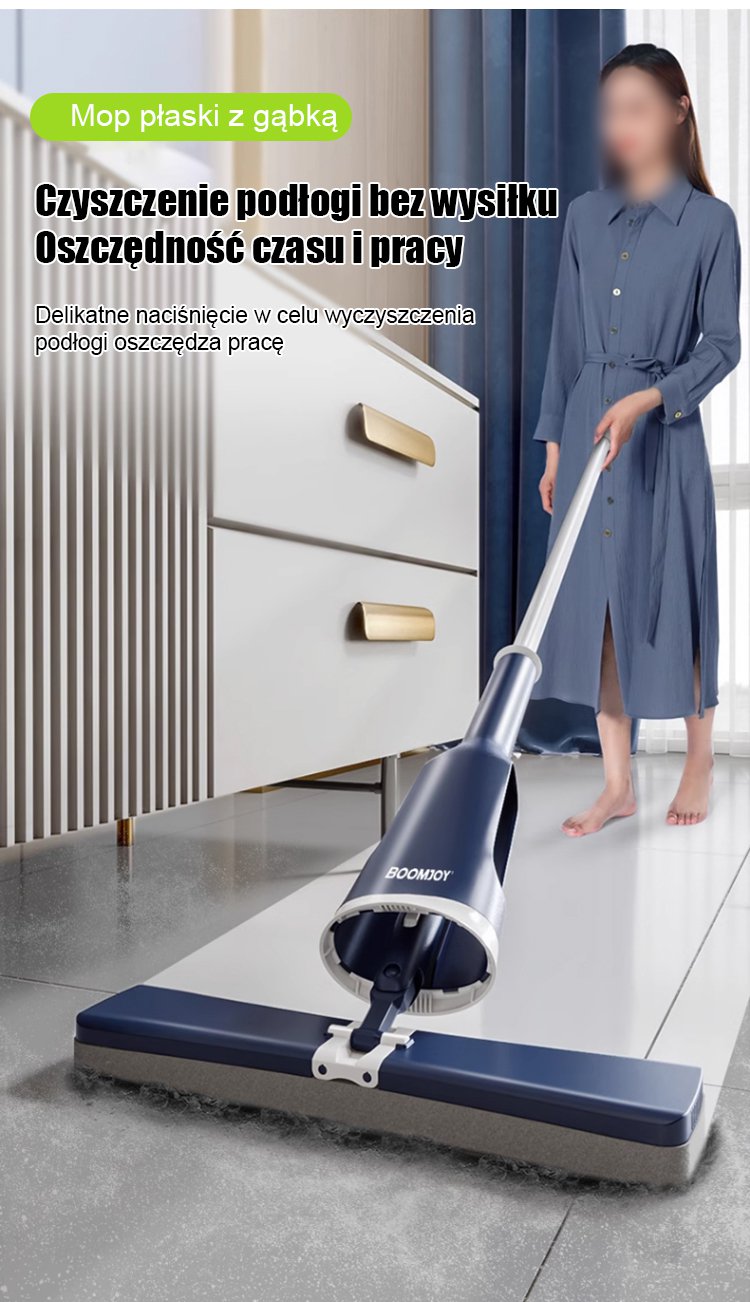 Innowacyjny mop płaski z wygodnym uchwytem