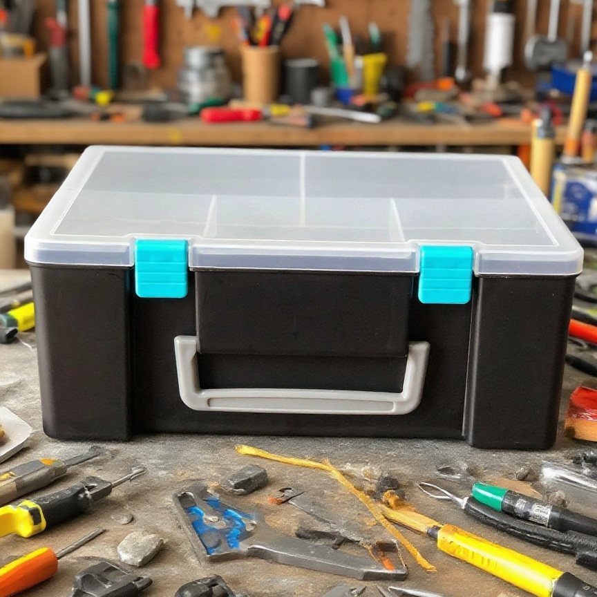 Easy-carry transparent toolbox for professionals