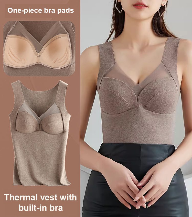 Thermal vest undershirt with built-in bra