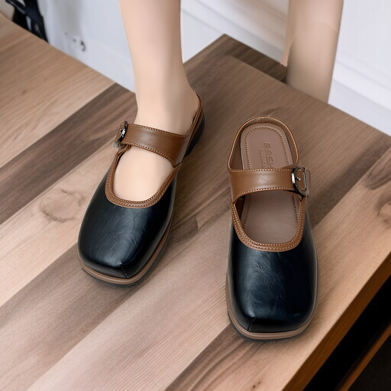 2025新型包頭ハーフスリッパ女性用正面画像