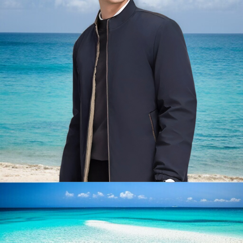 남자 중장년 기모 그래핀 면 차이나 코트 전체 이미지