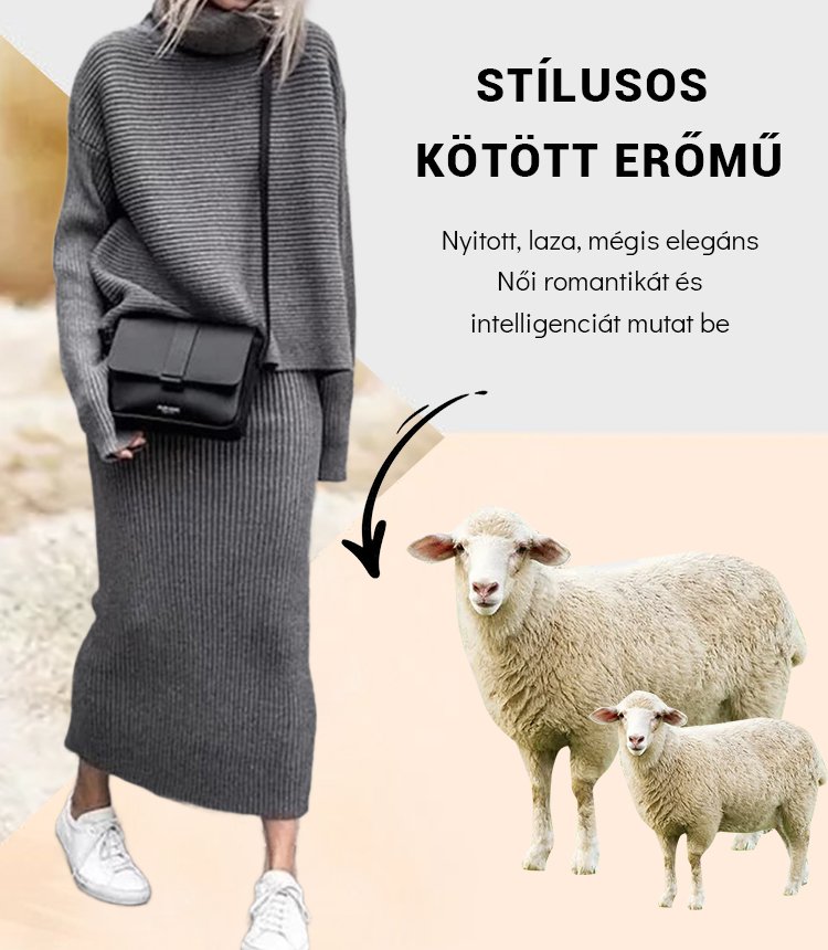 Laza, bő szabású, magas galléros kasmírruha