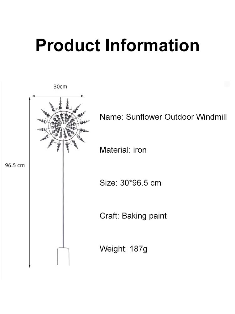 Sculptura de vânt în aer liber, rotativă, cu floarea soarelui