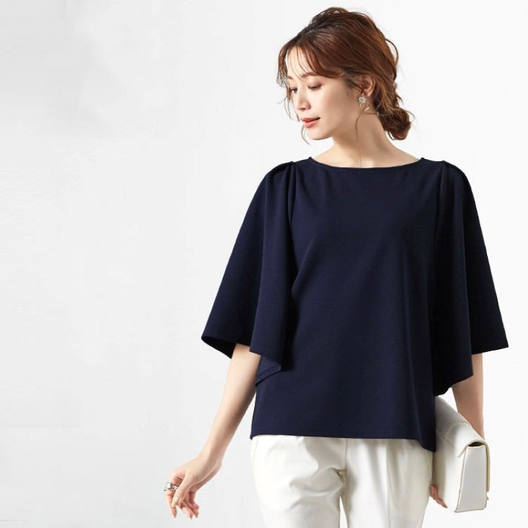 주름 소매 티셔츠 여성 라운드 넥 바닥 셔츠