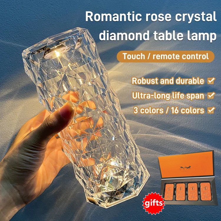 Romantic rose crystal diamond table lamp