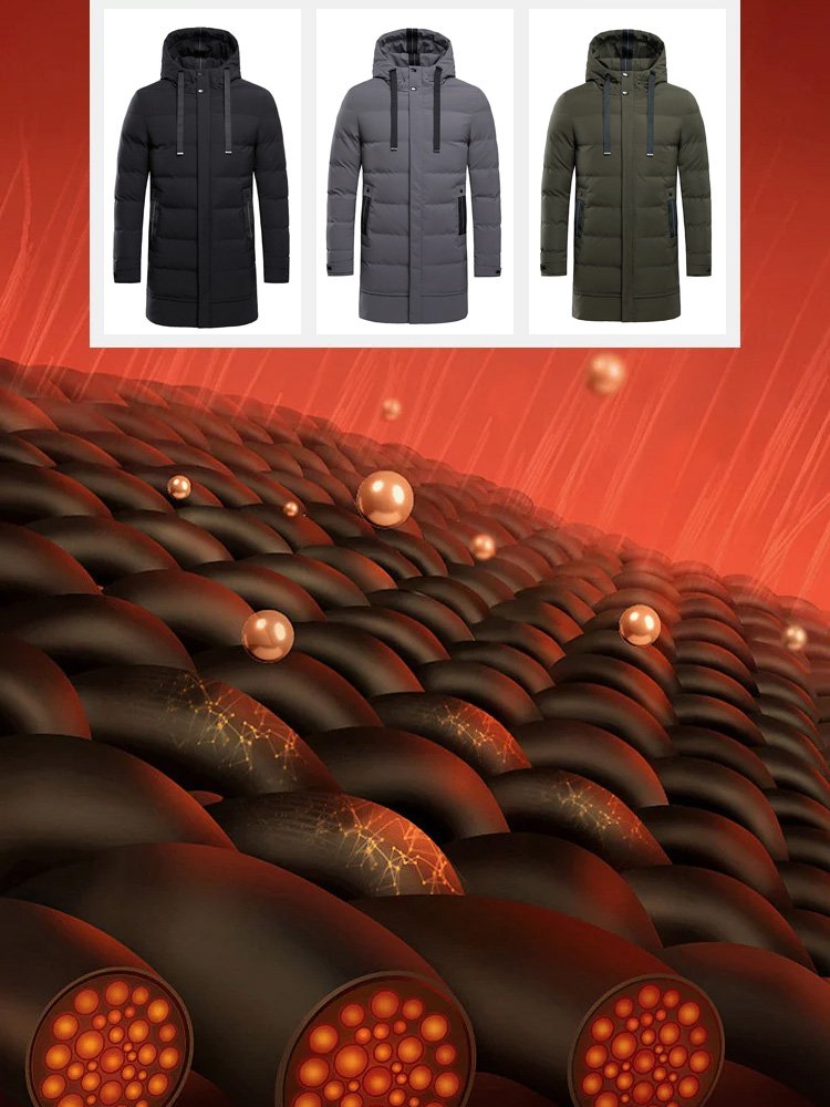 Jachetă pentru bărbați de lungime medie cu glugă