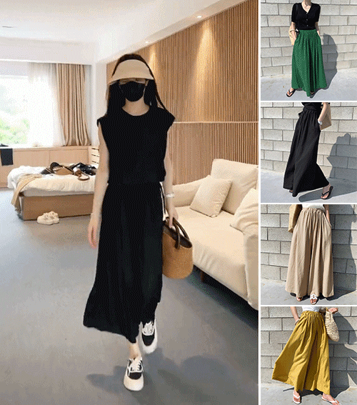 린넨 혼방 와이드 팬츠