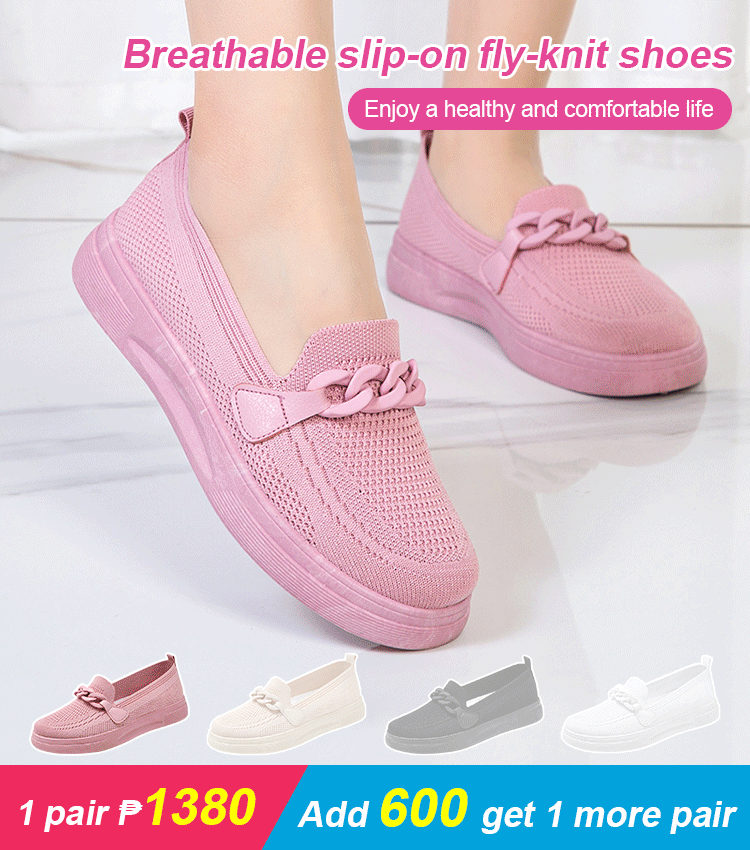 Women‘s breathable fly-knit shoes slip-on shoes