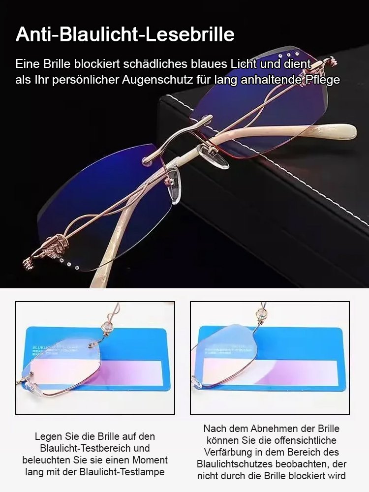 Elegante randlose Lesebrille mit Diamantschliff