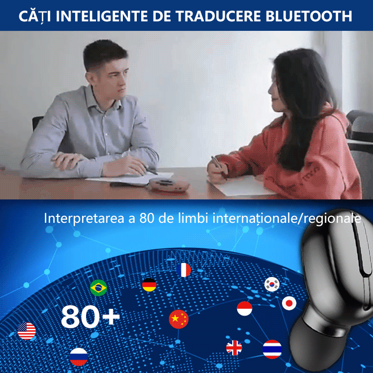 Căști cu traducere bluetooth în 80 de limbi