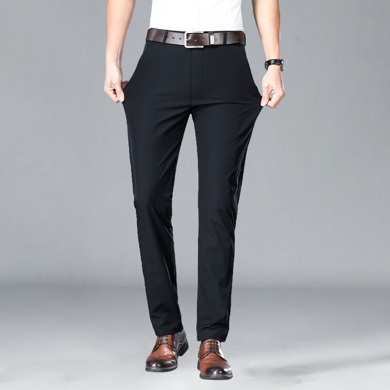 超薄手ハイストレッチジップ付きアイスシルクスラックス