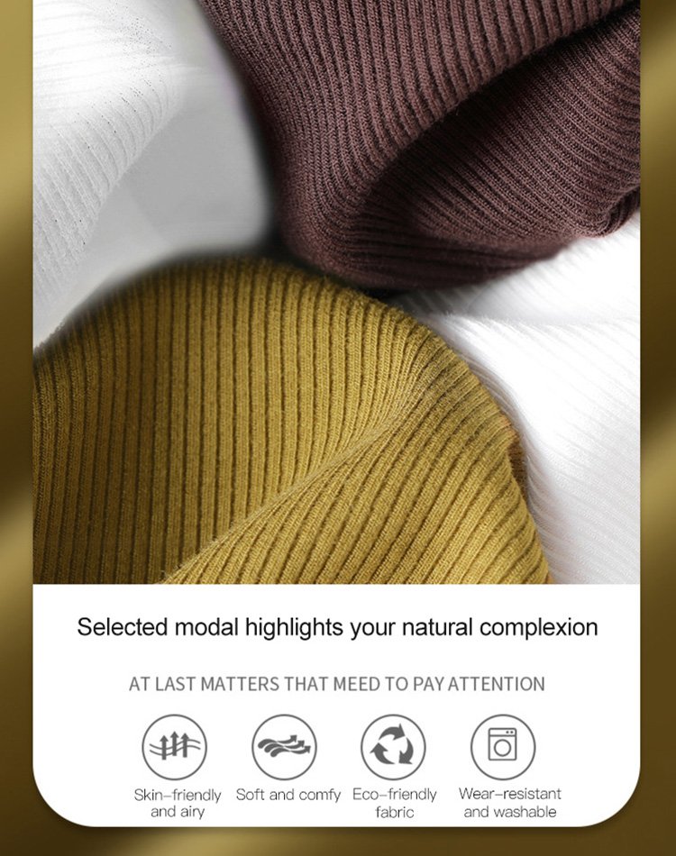 Korea Hot Sale Model Semi-high collar threaded versatile bottom shirt