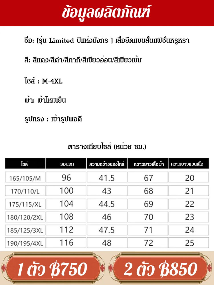 [รุ่น Limited ปีแห่งมังกร ] เสื้อยืดแขนสั้นผู้ชาย ผ้าฝ้าย