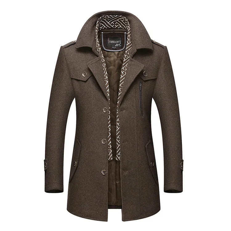 남성 머플러 미디 롱 모직 코트