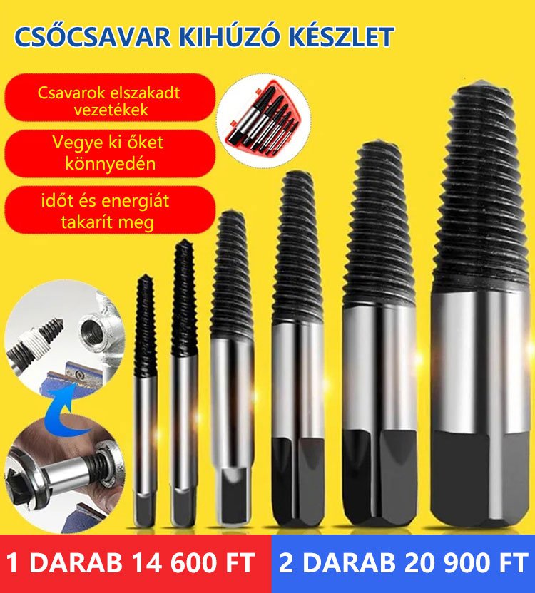 Csőcsavar kihúzó készlet