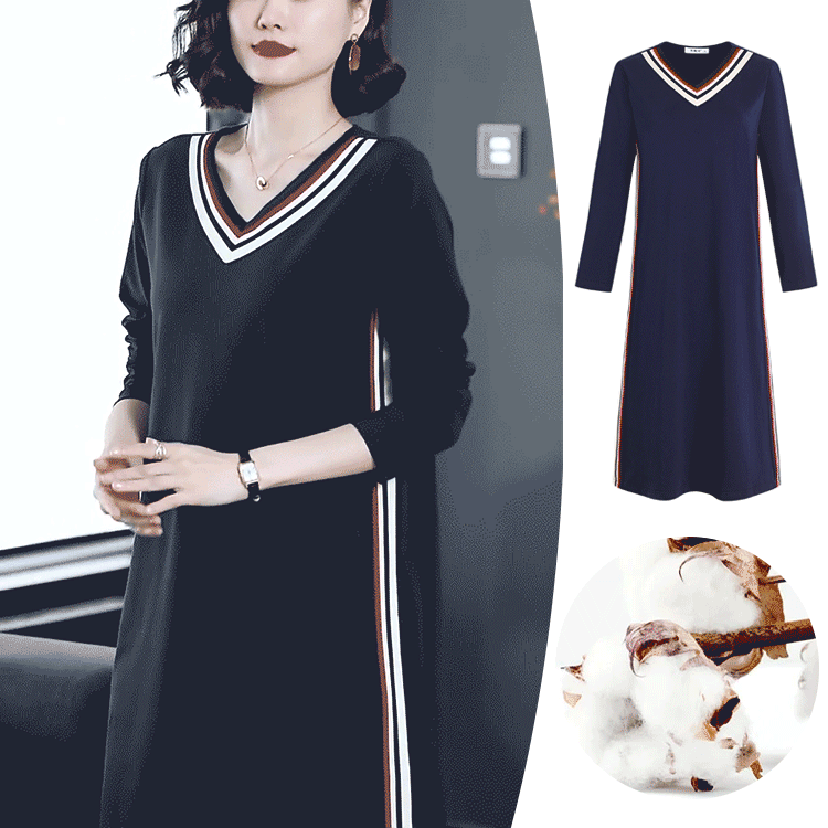 신제품 긴소매 v넥 a라인 스커트