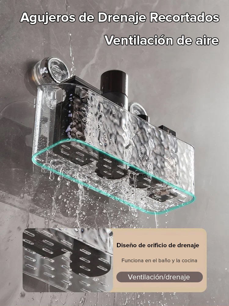 Estante de almacenamiento con ventosa y textura de glaciar