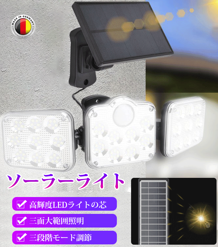 高輝度LEDソーラー感知ライト