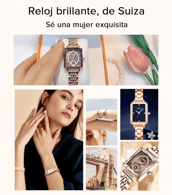 Reloj cuadrado de diamantes de lujo para mujer