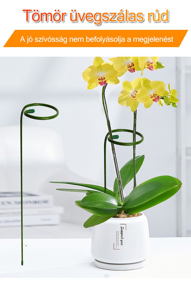 Virágok növénytámasszal támogatva