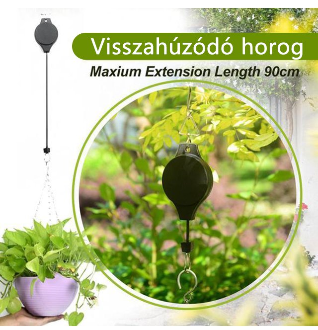 Behúzható emelőhorog virágcseréphez