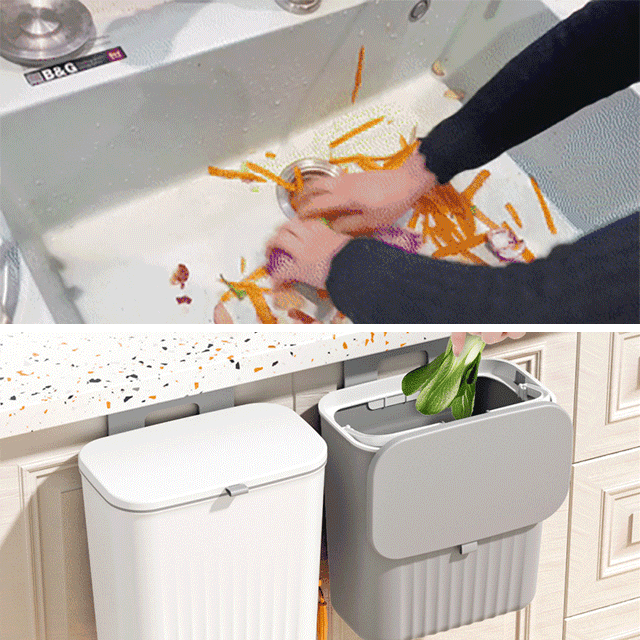 Hangable sliding lid trash can